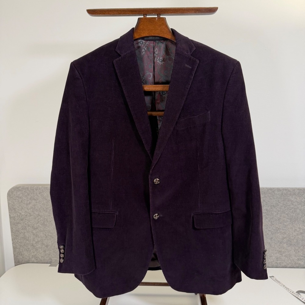 Lauren Ralph Lauren Mens 44R Purple Corduroy Blazer Sport Coat Paisley Lining